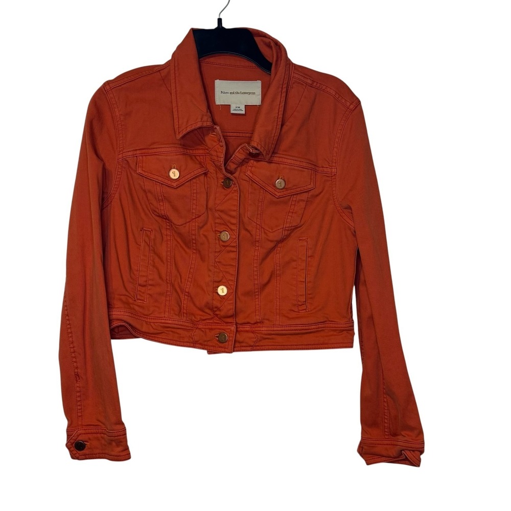 Pilcro & The Letterpress Womens JackeTangerine Crop Trucker Denim Orange Medium